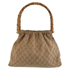Gucci Bamboo Beige Gold GG Canvas Handbag — view 2