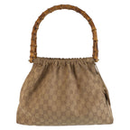 Gucci Bamboo Beige Gold GG Canvas Handbag