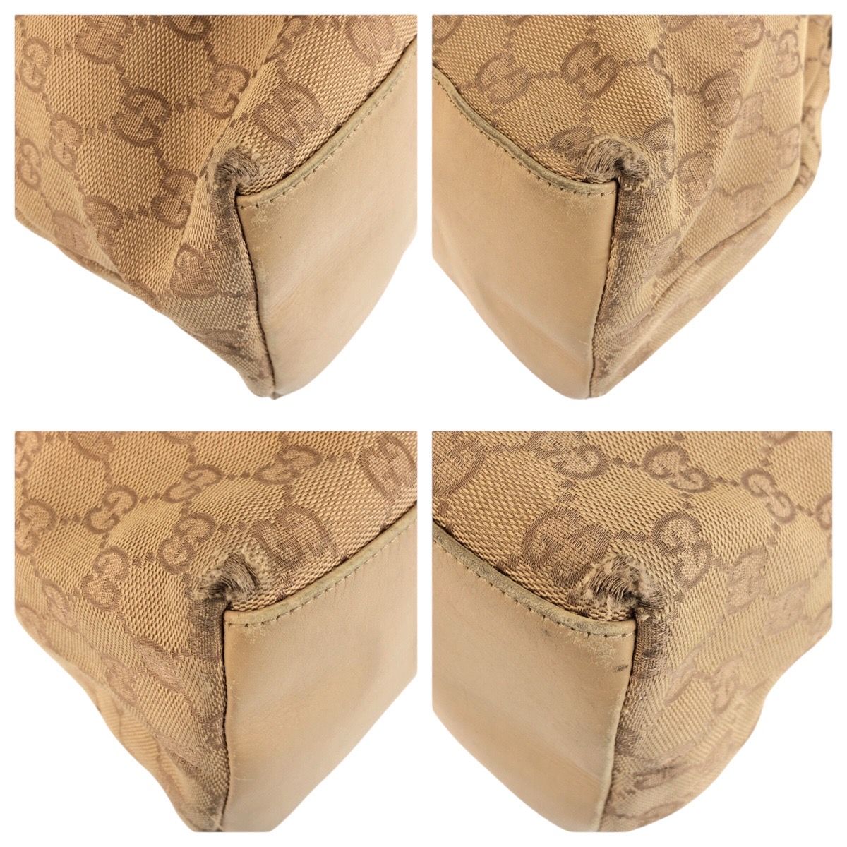 Gucci Bamboo Beige Gold GG Canvas Handbag — view 4