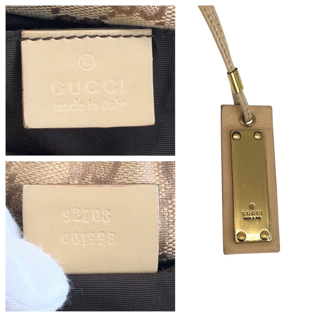 Gucci Bamboo Beige Gold GG Canvas Handbag — view 3