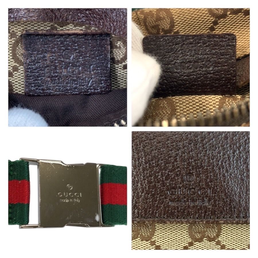 Gucci Sherry Line Beige Brown GG Canvas Leather Belt Bag Waist Pouch — view 3