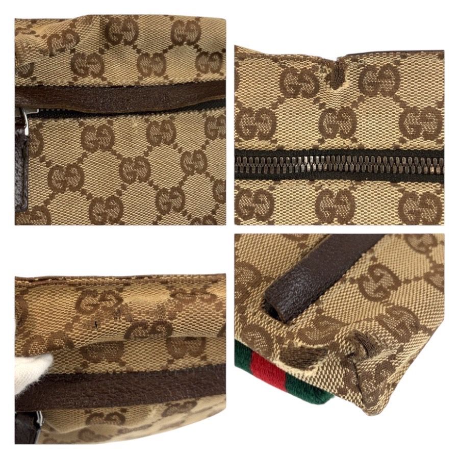 Gucci Sherry Line Beige Brown GG Canvas Leather Belt Bag Waist Pouch — view 5