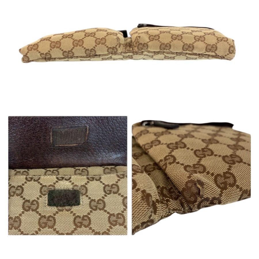Gucci Sherry Line Beige Brown GG Canvas Leather Belt Bag Waist Pouch — view 7
