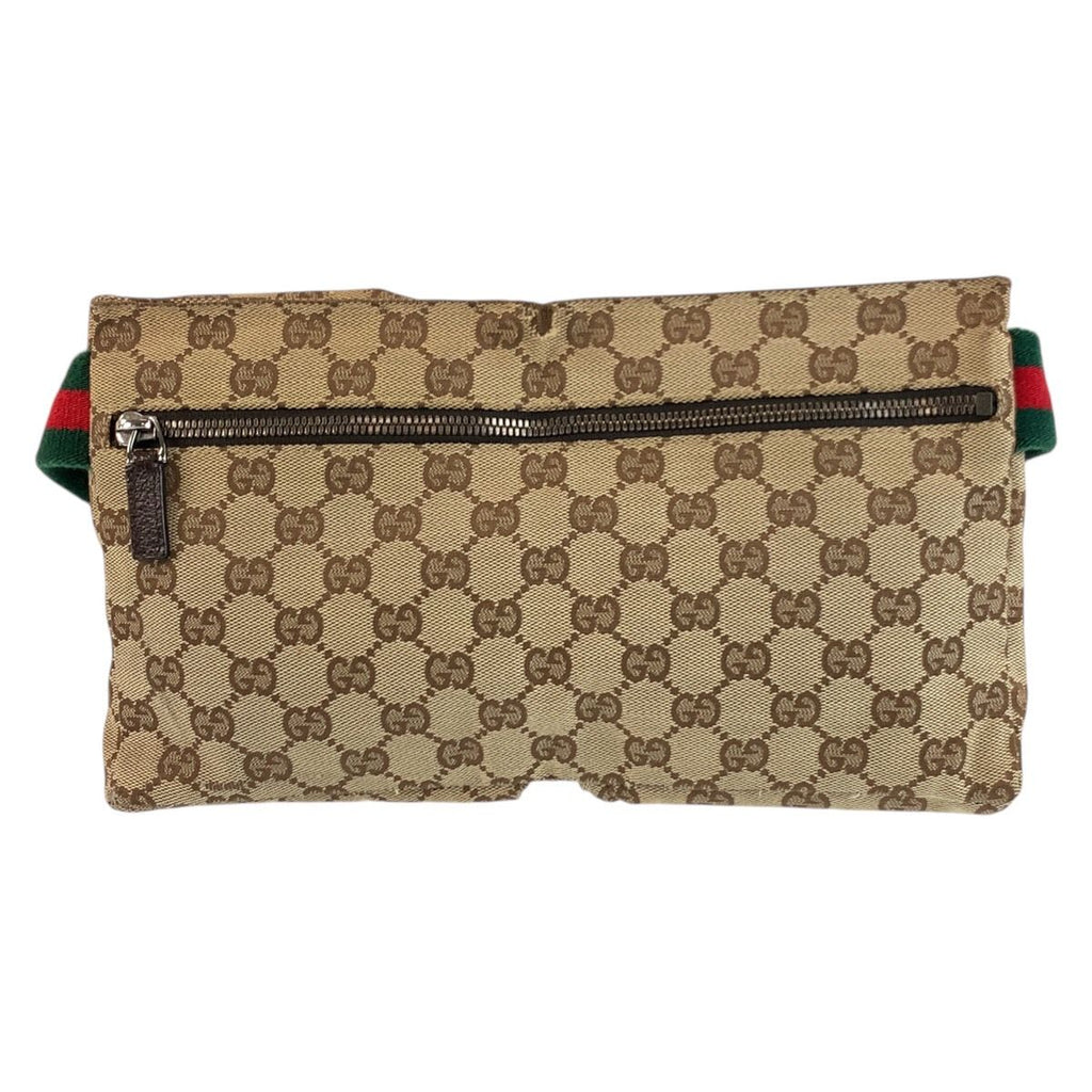 Gucci Sherry Line Beige Brown GG Canvas Leather Belt Bag Waist Pouch — view 2