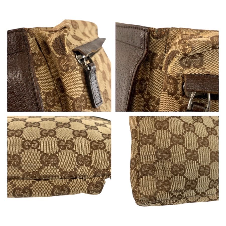 Gucci Sherry Line Beige Brown GG Canvas Leather Belt Bag Waist Pouch — view 6