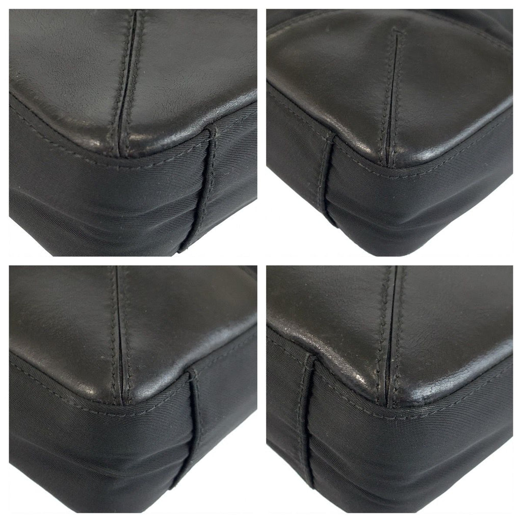 Prada Tessuto Black Silver Nylon Leather Tote Shoulder — view 3