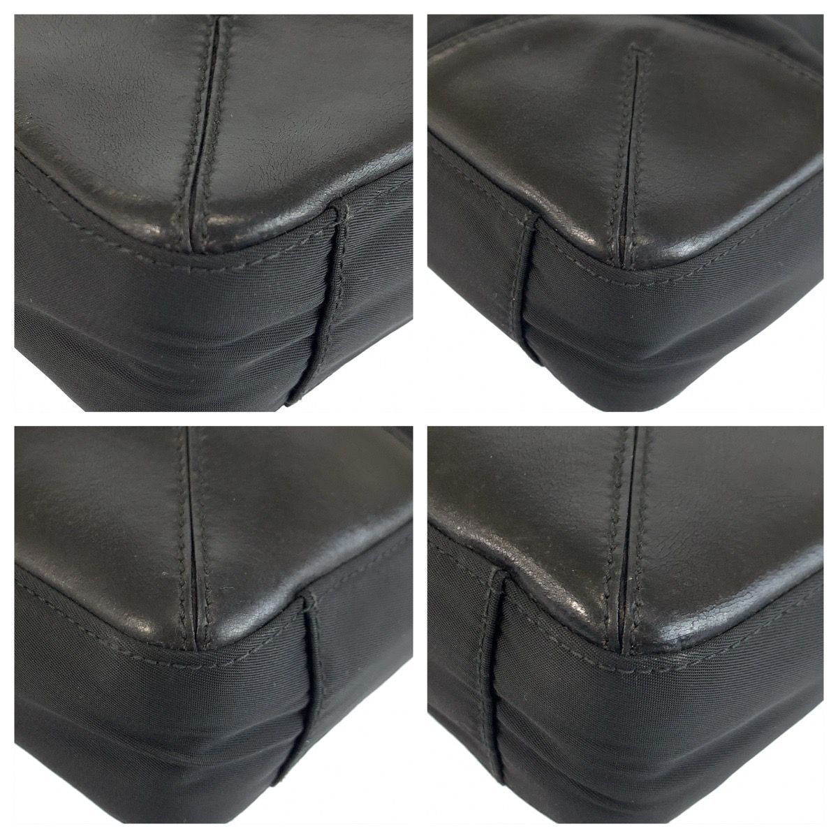 Prada Tessuto Black Silver Nylon Leather Tote Shoulder — view 3