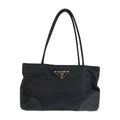 Prada Tessuto Black Silver Nylon Leather Tote Shoulder