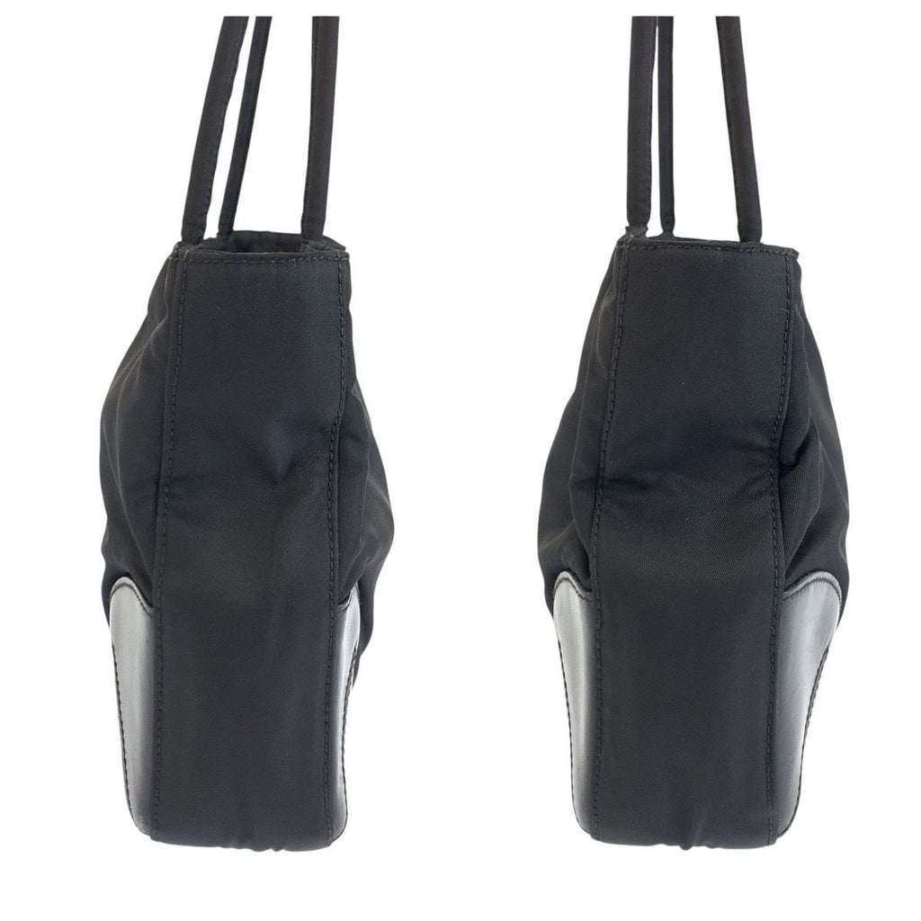 Prada Tessuto Black Silver Nylon Leather Tote Shoulder — view 8