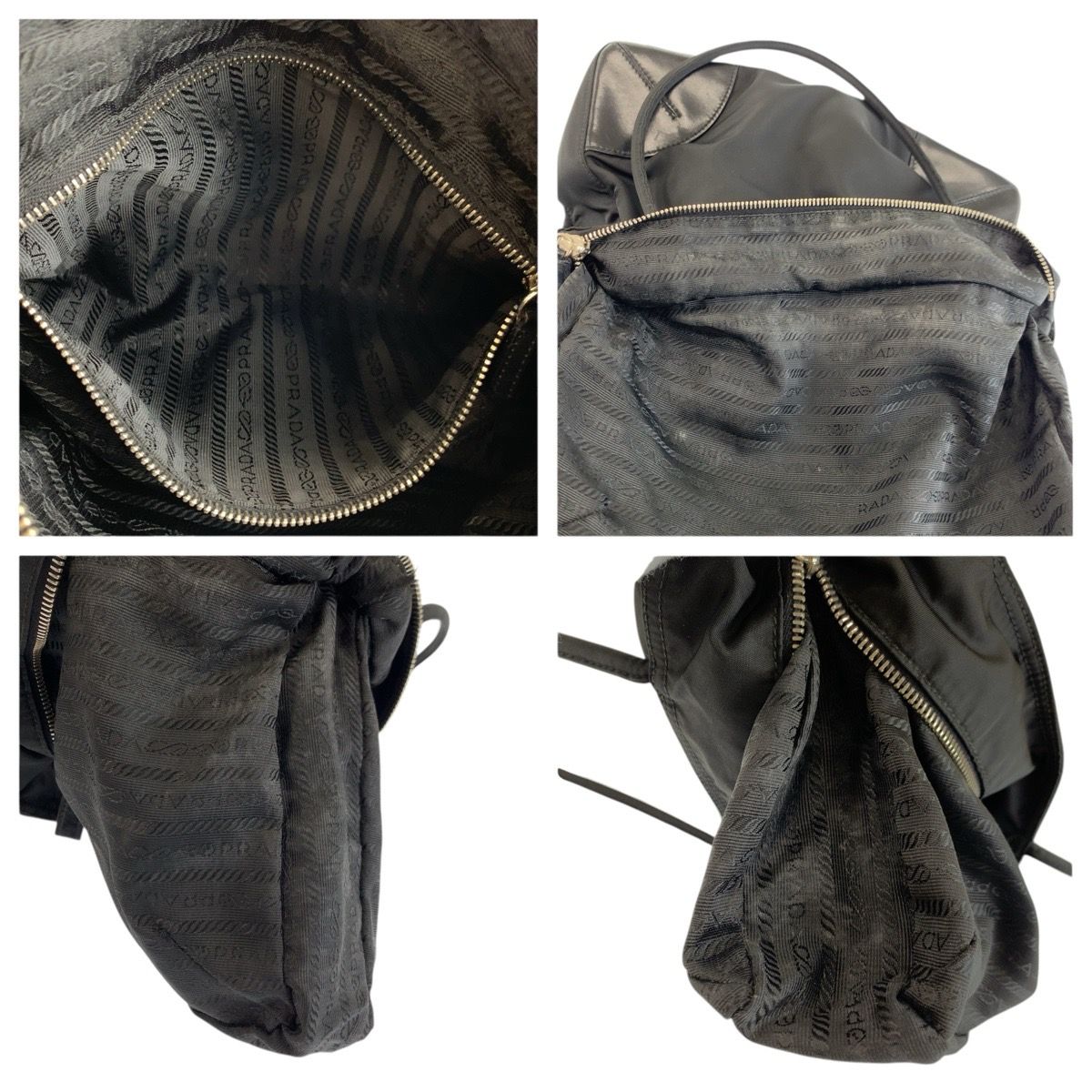 Prada Tessuto Black Silver Nylon Leather Tote Shoulder — view 5