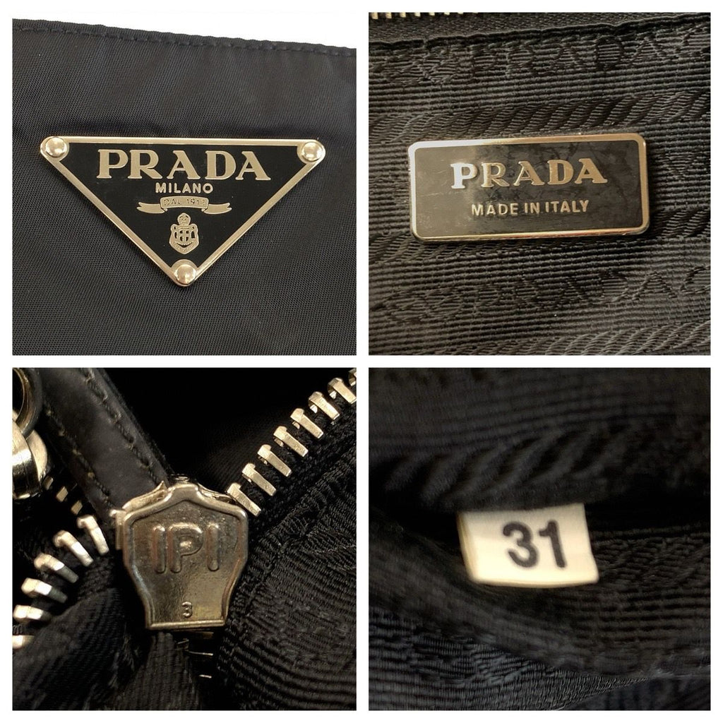 Prada Tessuto Black Silver Nylon Leather Tote Shoulder — view 4