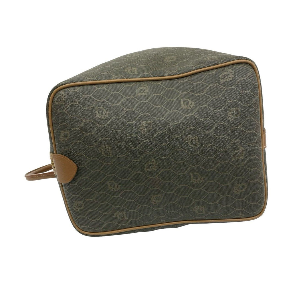 Dior Vintage Honeycomb Pattern Leather Boston Bag Khaki — view 5