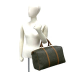 Dior Vintage Honeycomb Pattern Leather Boston Bag Khaki — view 2