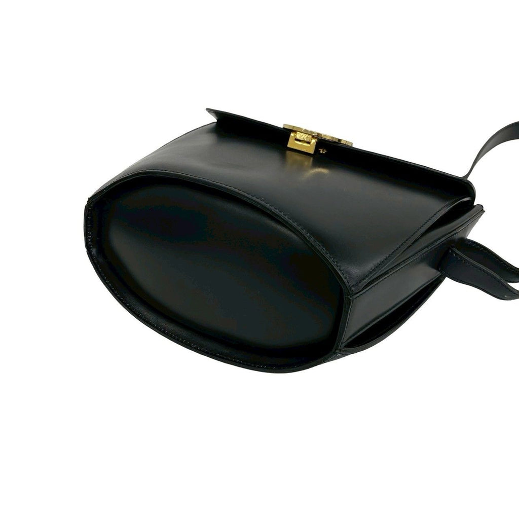 Celine Vintage Circle Logo Leather Shoulder Bag Crossbody Black — view 8