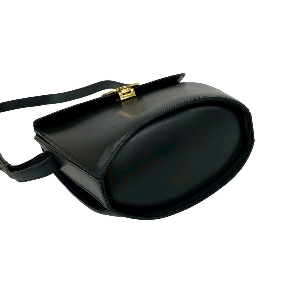 Celine Vintage Circle Logo Leather Shoulder Bag Crossbody Black — view 7