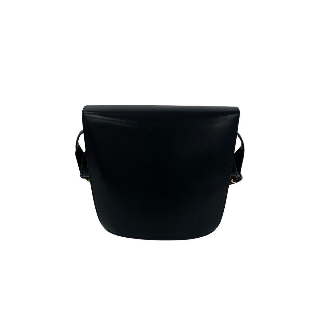 Celine Vintage Circle Logo Leather Shoulder Bag Crossbody Black — view 3
