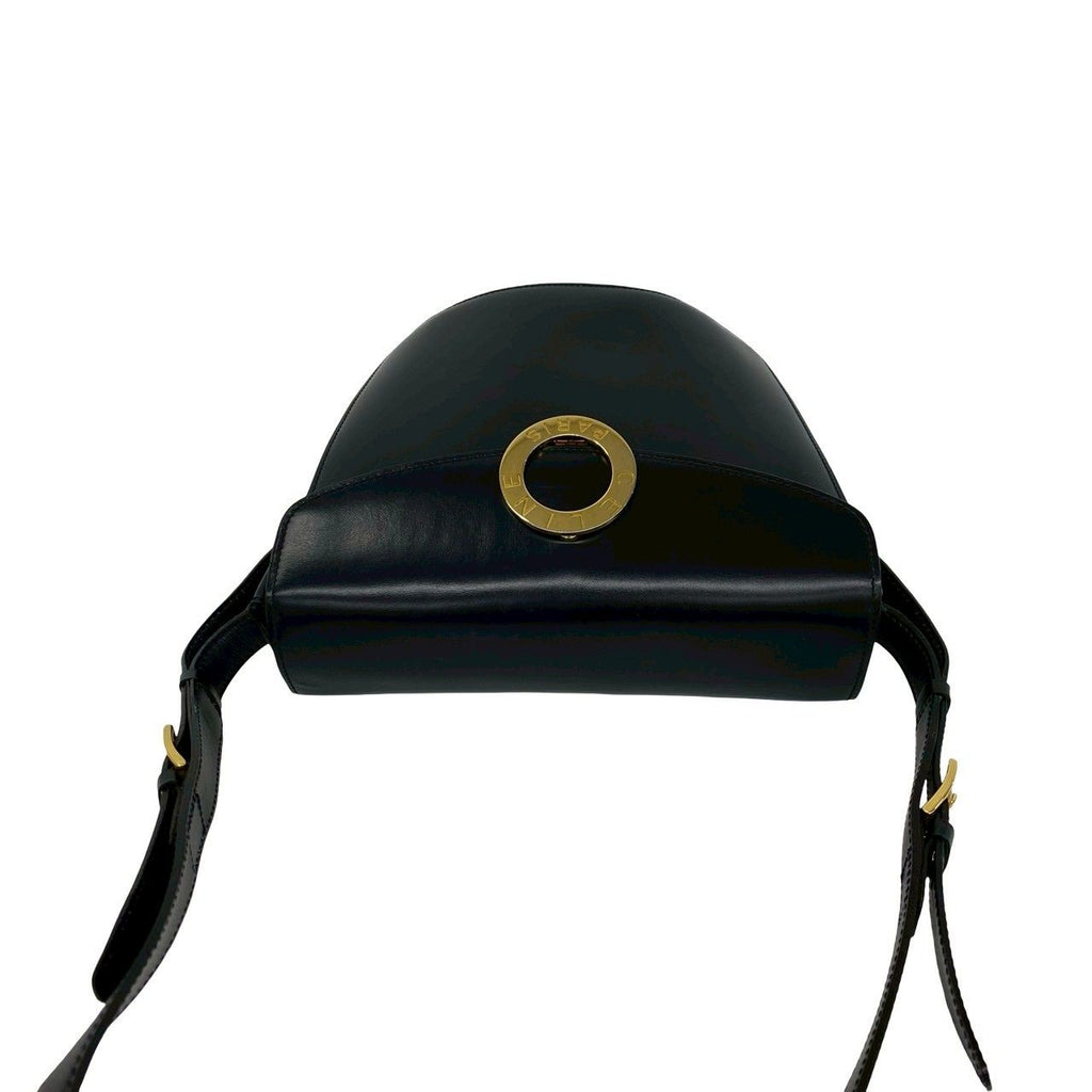Celine Vintage Circle Logo Leather Shoulder Bag Crossbody Black — view 4