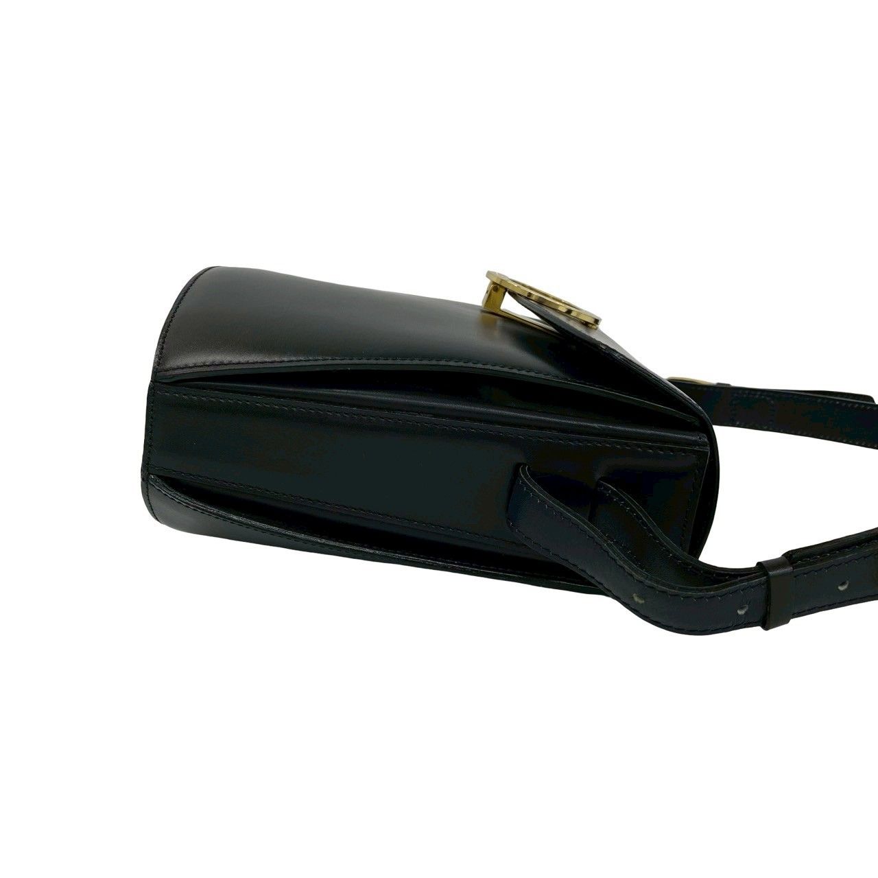 Celine Vintage Circle Logo Leather Shoulder Bag Crossbody Black — view 6