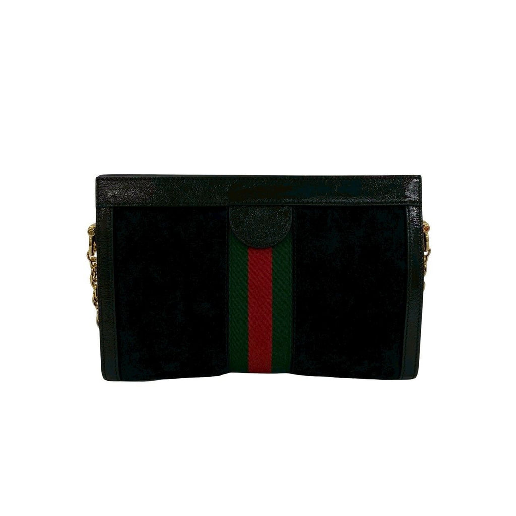 Gucci Ophidia Sherry Line GG Logo Suede Patent Shoulder Bag Black — view 3