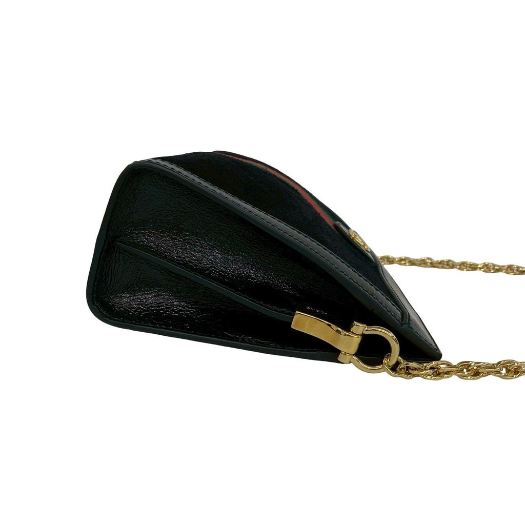 Gucci Ophidia Sherry Line GG Logo Suede Patent Shoulder Bag Black — view 6