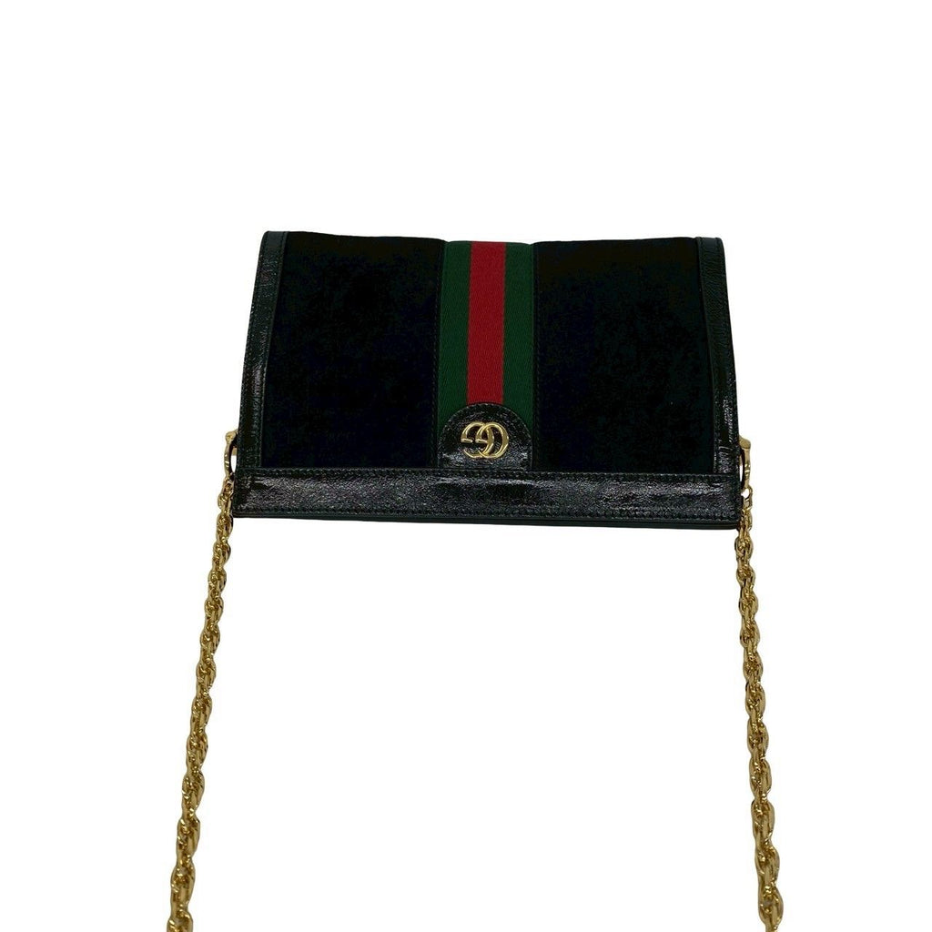 Gucci Ophidia Sherry Line GG Logo Suede Patent Shoulder Bag Black — view 4