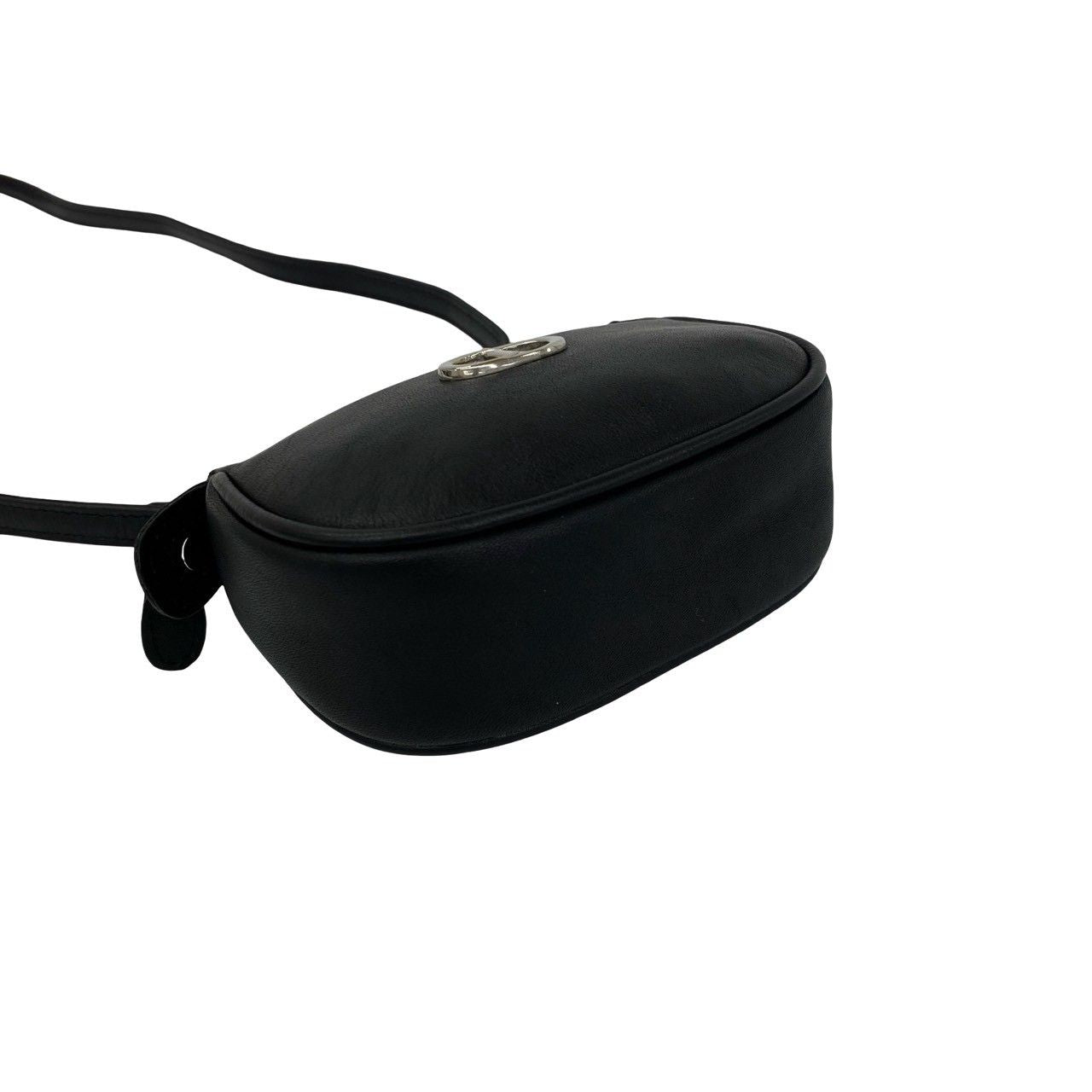 Dior Vintage CD Logo Leather Mini Shoulder Bag Pochette Black — view 7