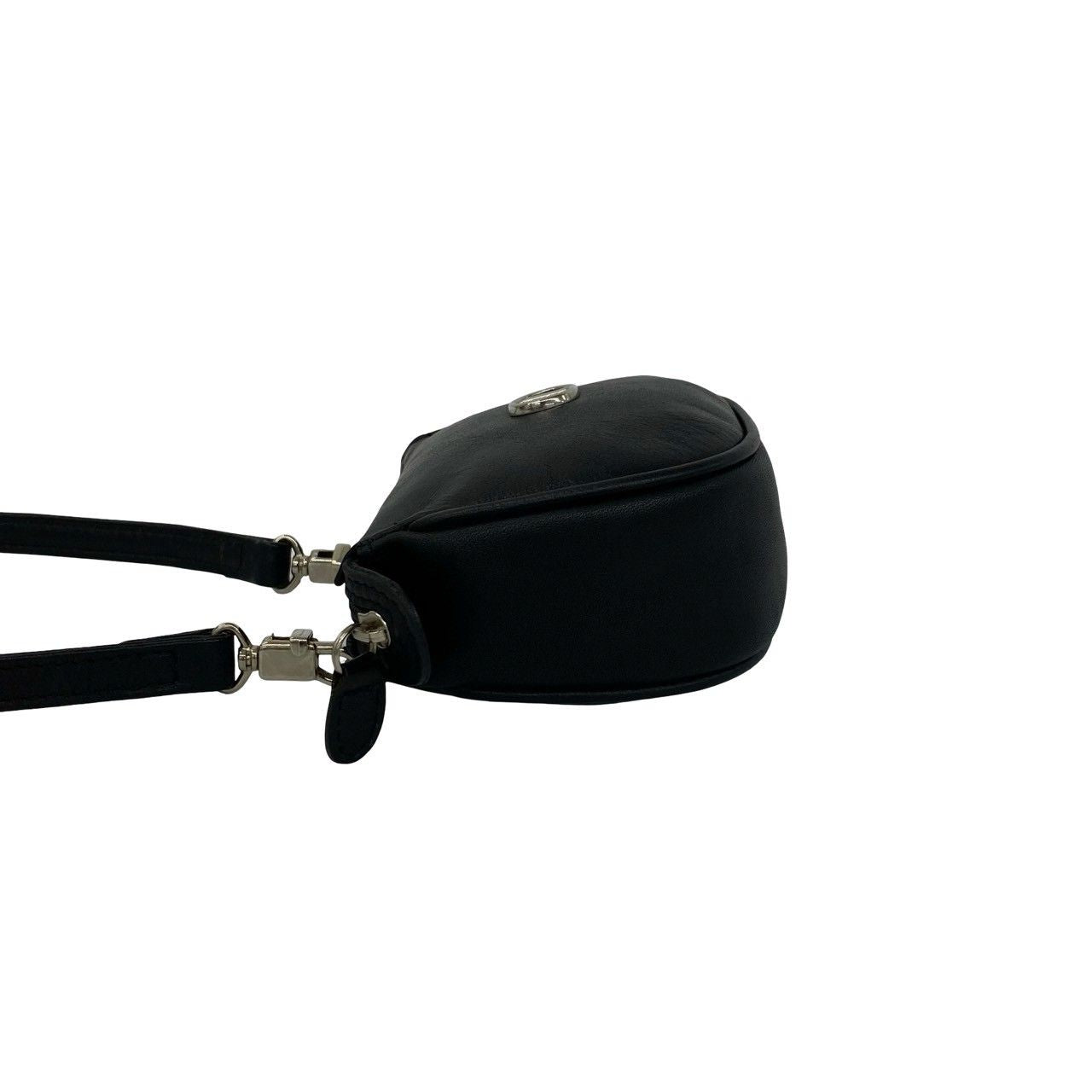 Dior Vintage CD Logo Leather Mini Shoulder Bag Pochette Black — view 5