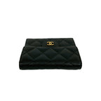 Chanel Box Card with Number 28 Quilted CC Logo Caviar Leather Trifold Wallet — view 3
