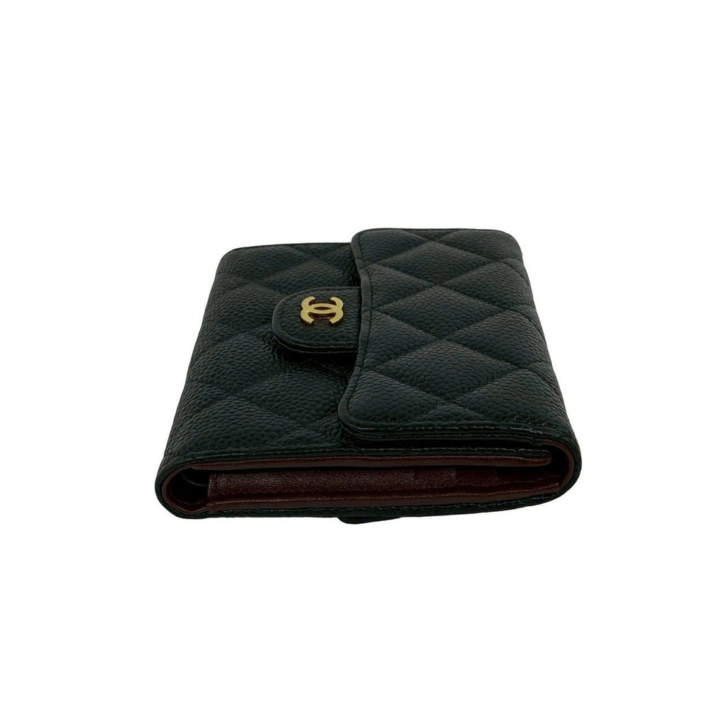 Chanel Box Card with Number 28 Quilted CC Logo Caviar Leather Trifold Wallet — view 5