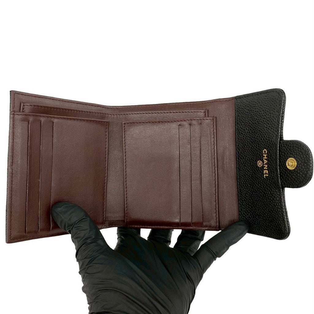 Chanel Box Card with Number 28 Quilted CC Logo Caviar Leather Trifold Wallet — view 7