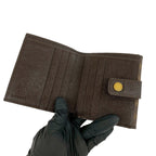 Celine Macadam Blason Triomphe Logo Leather Bifold Wallet Mini Card Case Brown — view 7