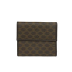Celine Macadam Blason Triomphe Logo Leather Bifold Wallet Mini Card Case Brown — view 2