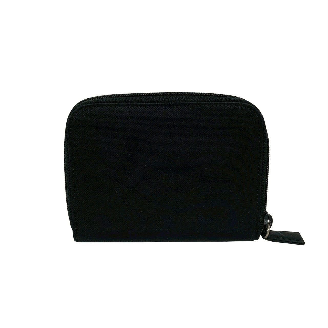 Prada Triangle Logo Plate Nylon Bifold Wallet Mini Card Case Black