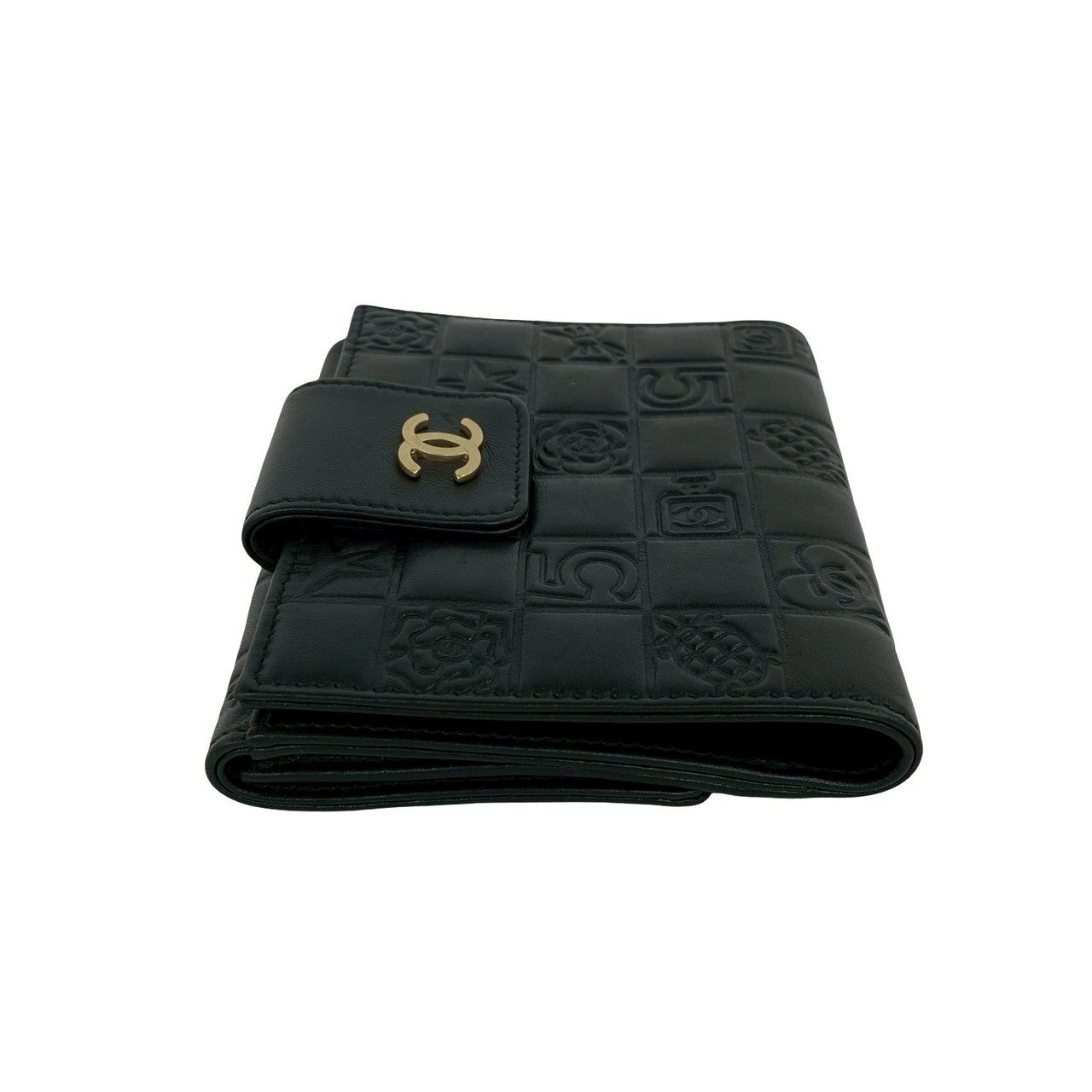 Chanel Icon CC Logo Lambskin Bifold Wallet Mini Black — view 4