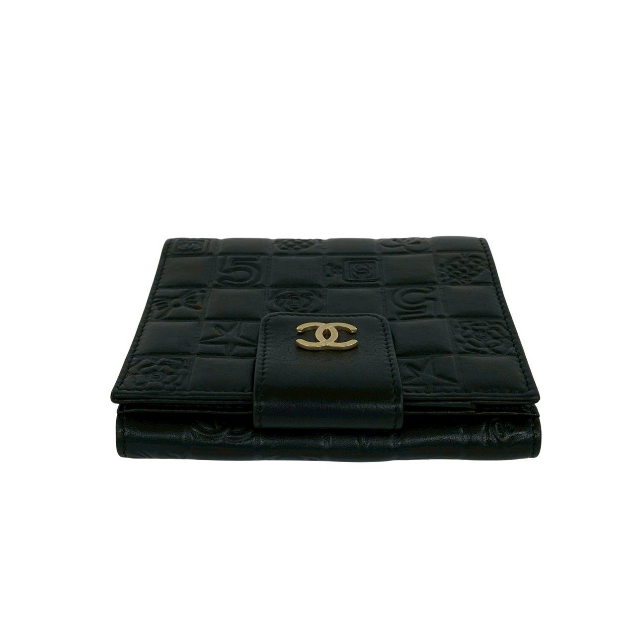 Chanel Icon CC Logo Lambskin Bifold Wallet Mini Black — view 3