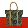 Dior Vintage Trotter CD Logo Canvas Leather Handbag Khaki