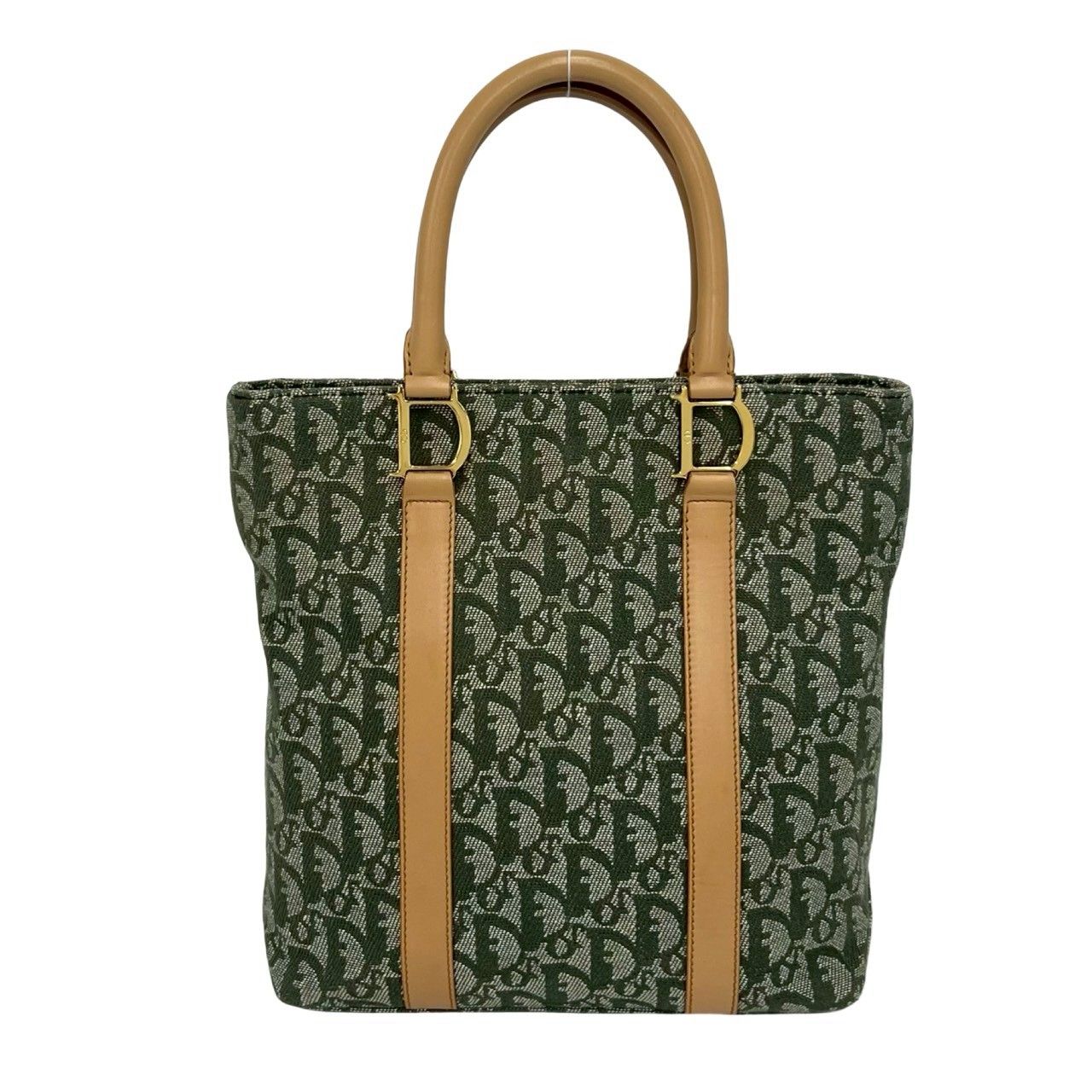 Dior Vintage Trotter CD Logo Canvas Leather Handbag Khaki — view 3