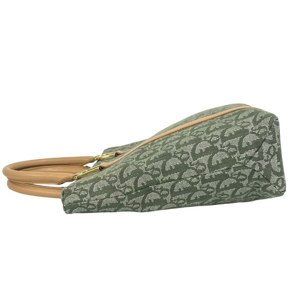 Dior Vintage Trotter CD Logo Canvas Leather Handbag Khaki — view 5