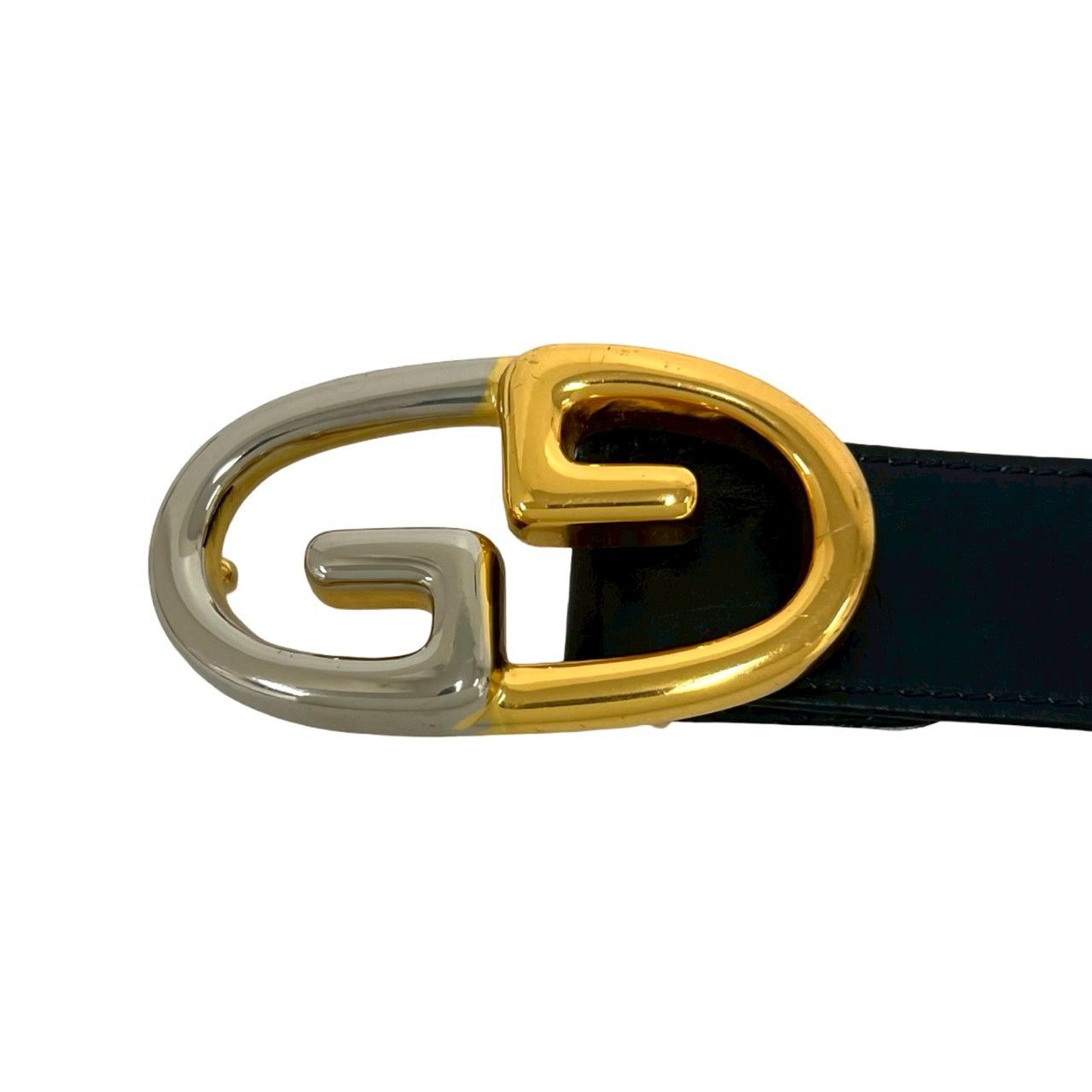 Gucci Vintage GG Logo Buckle Leather Belt Black — view 3