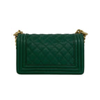 Chanel With Card Boy CC Logo Caviar Leather Shoulder Bag Green — view 3