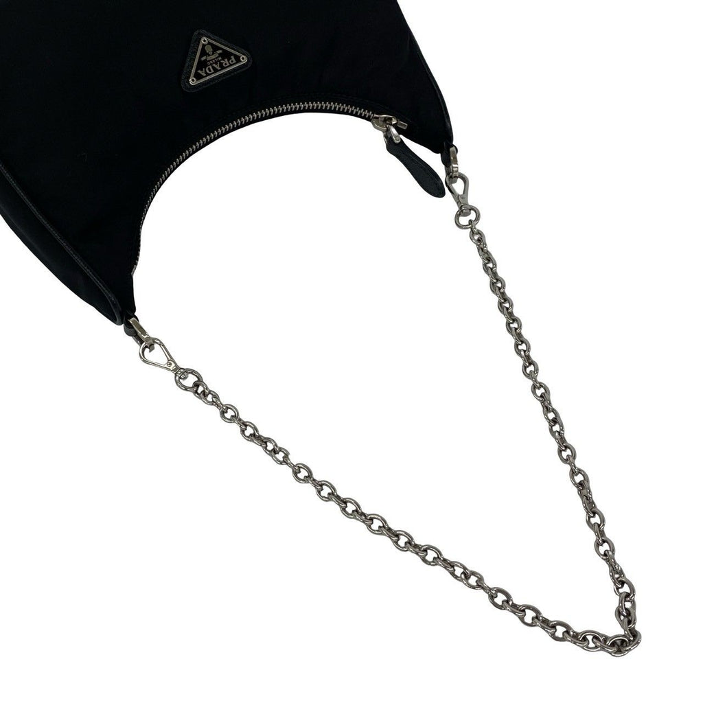 Prada Reedition Triangle Logo Nylon Leather Chain 2-Way Shoulder Bag Crossbody — view 4