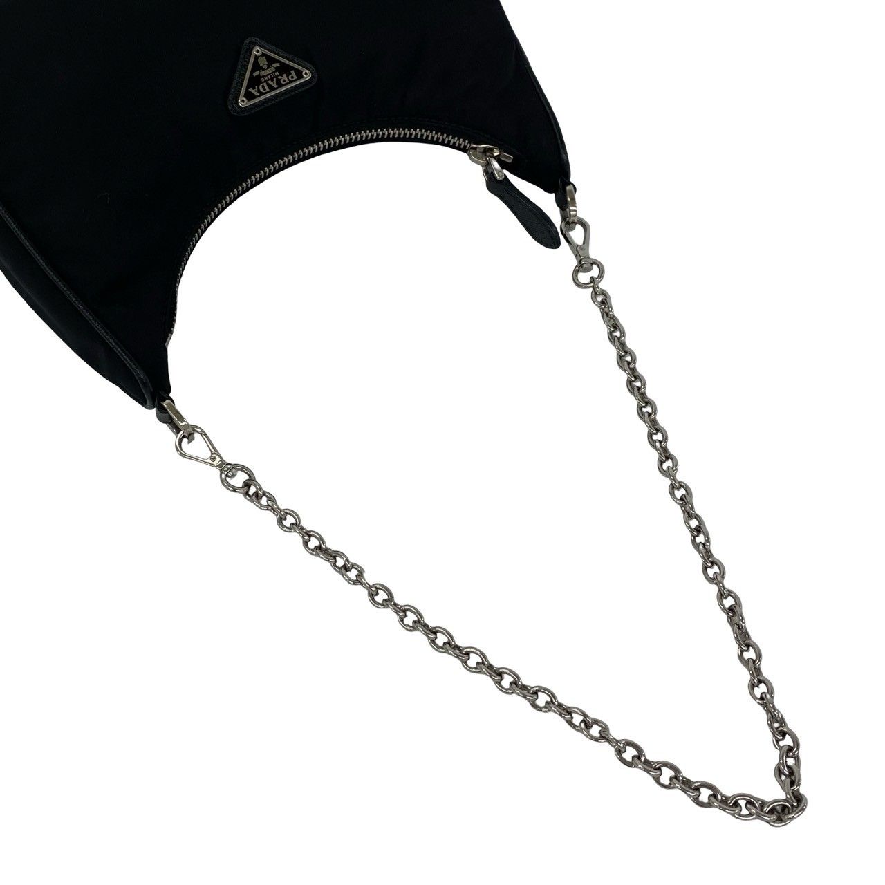 Prada Reedition Triangle Logo Nylon Leather Chain 2-Way Shoulder Bag Crossbody — view 4