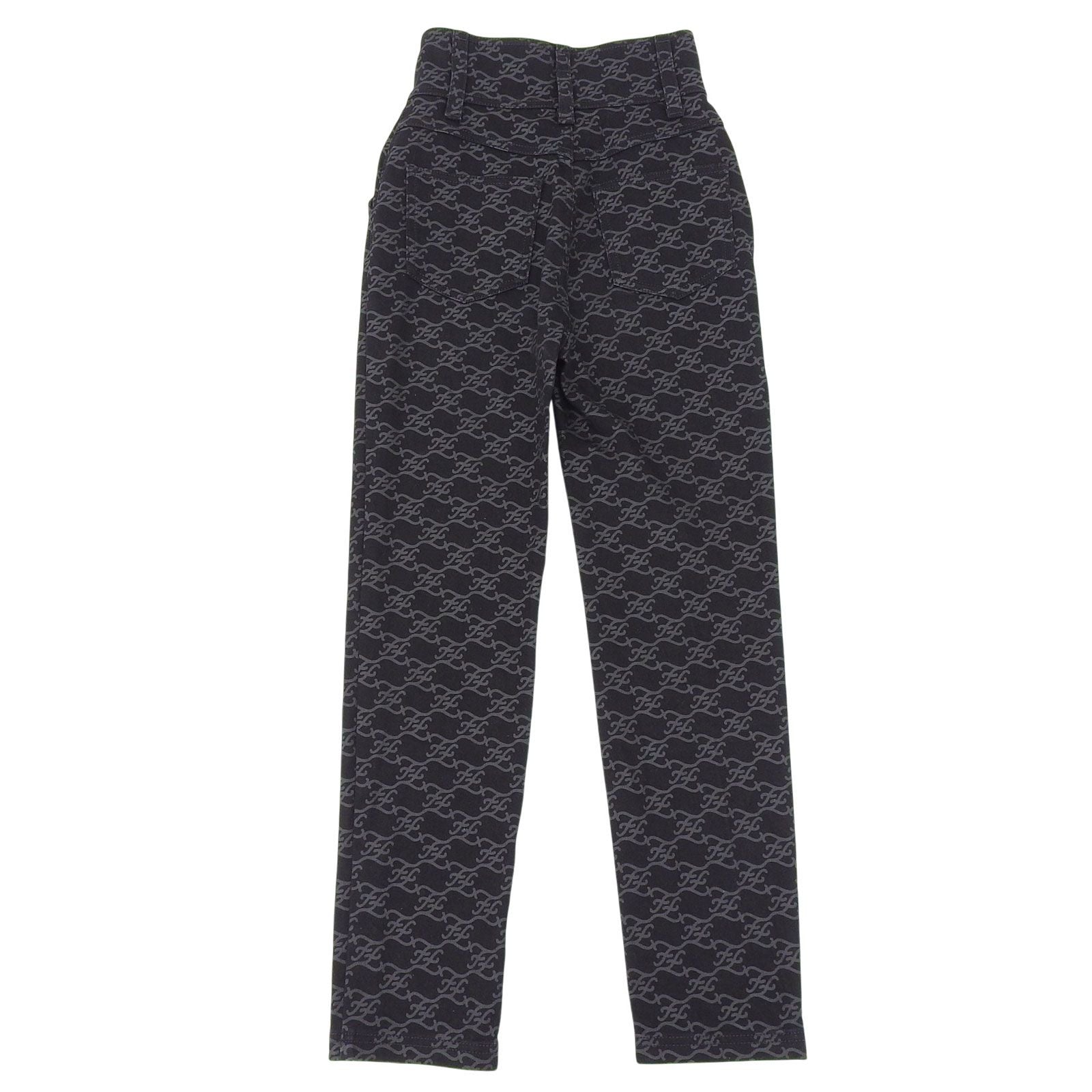 Fendi Cotton FF Calligraphy High Waist Denim Pants Black 36 — view 2