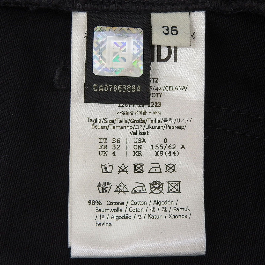 Fendi Cotton FF Calligraphy High Waist Denim Pants Black 36 — view 6