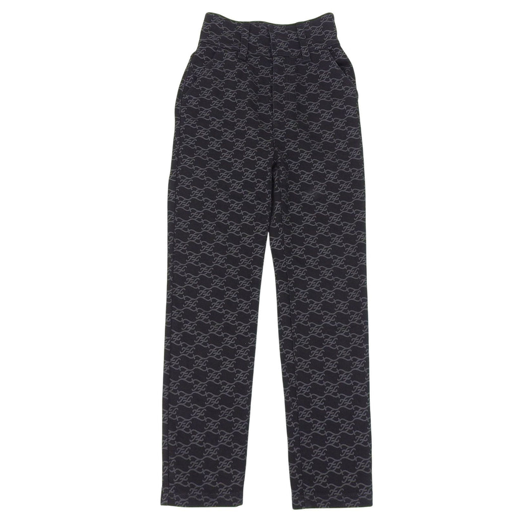 Fendi Cotton FF Calligraphy High Waist Denim Pants Black 36