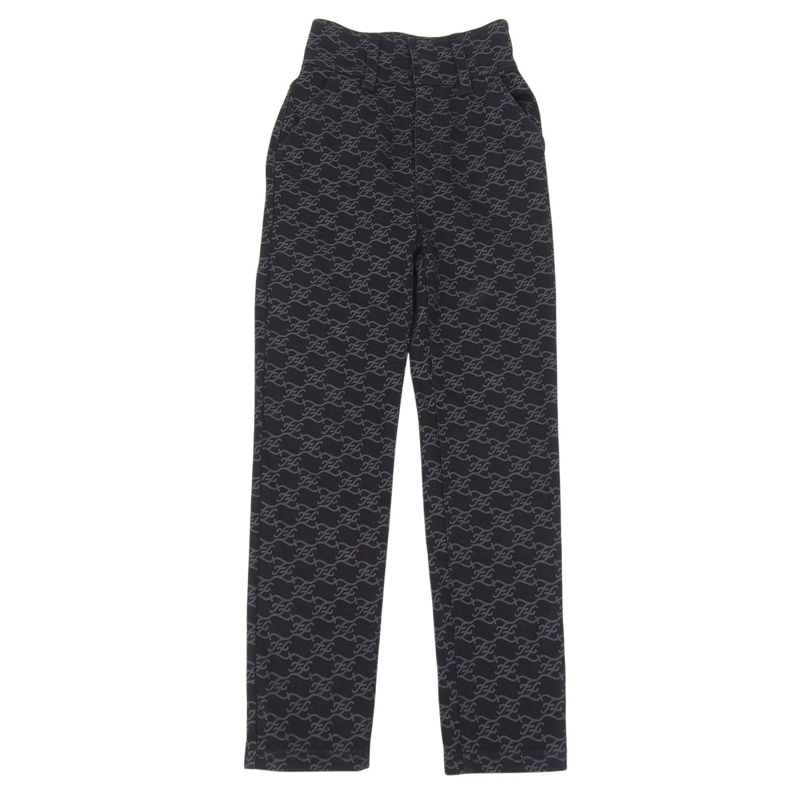Fendi Cotton FF Calligraphy High Waist Denim Pants Black 36