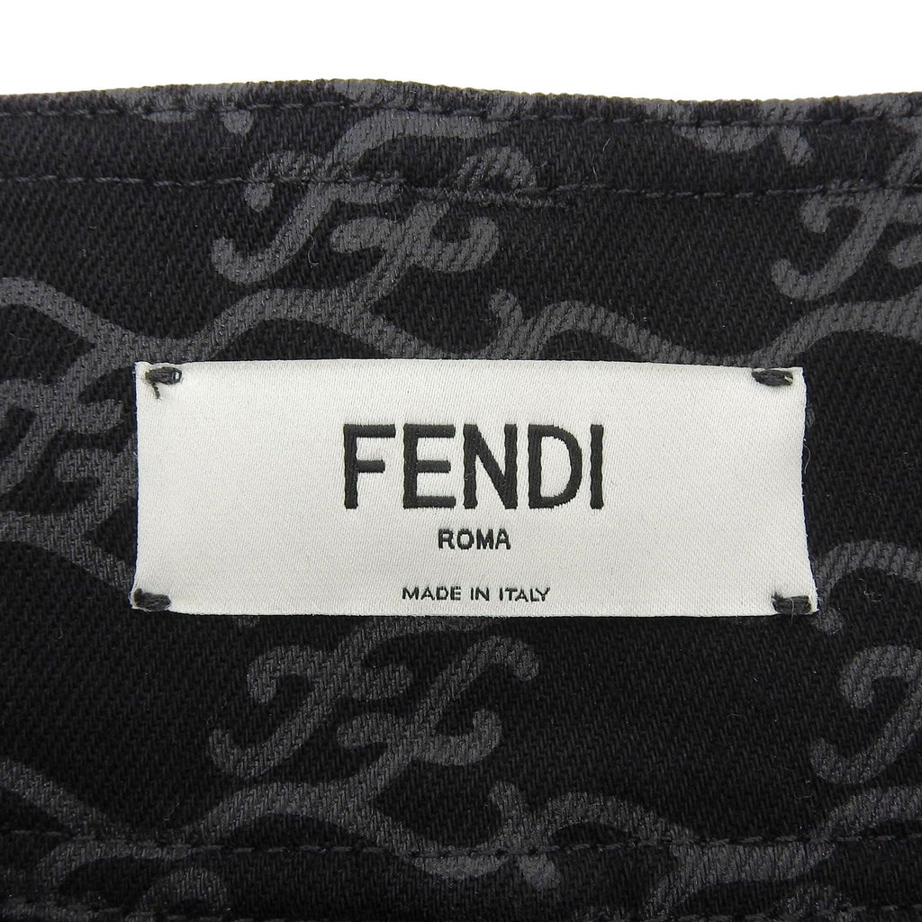 Fendi Cotton FF Calligraphy High Waist Denim Pants Black 36 — view 5