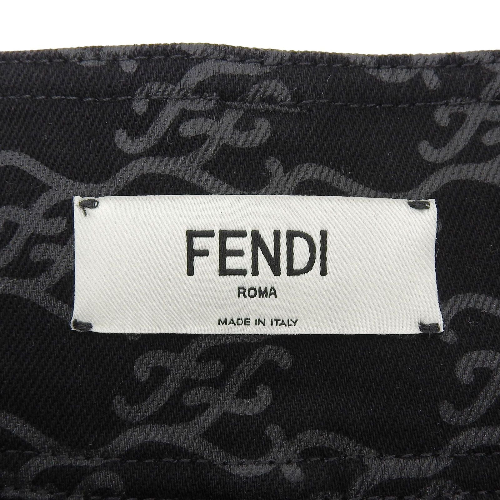 Fendi Cotton FF Calligraphy High Waist Denim Pants Black 36 — view 5