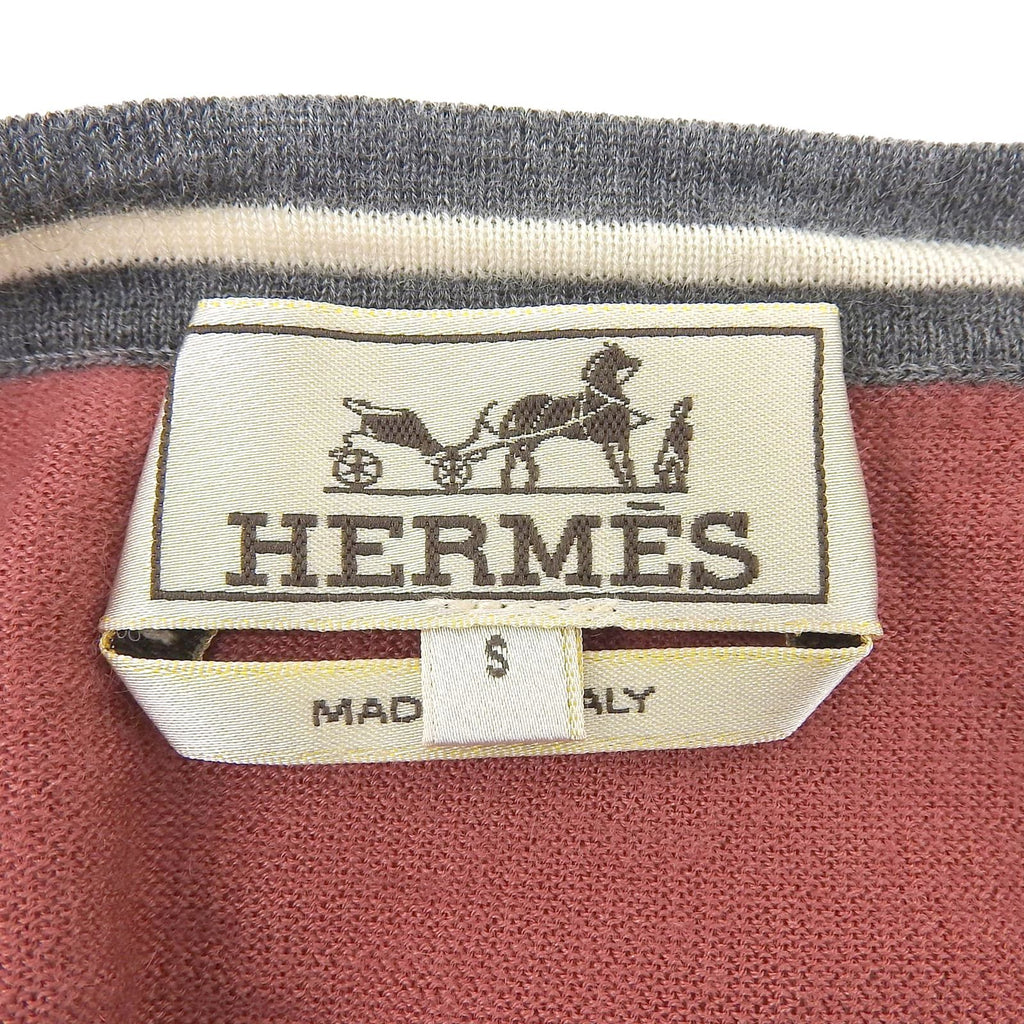 Hermes Cashmere Silk Crew Neck Long Sleeve Knit Sweater Pink — view 6
