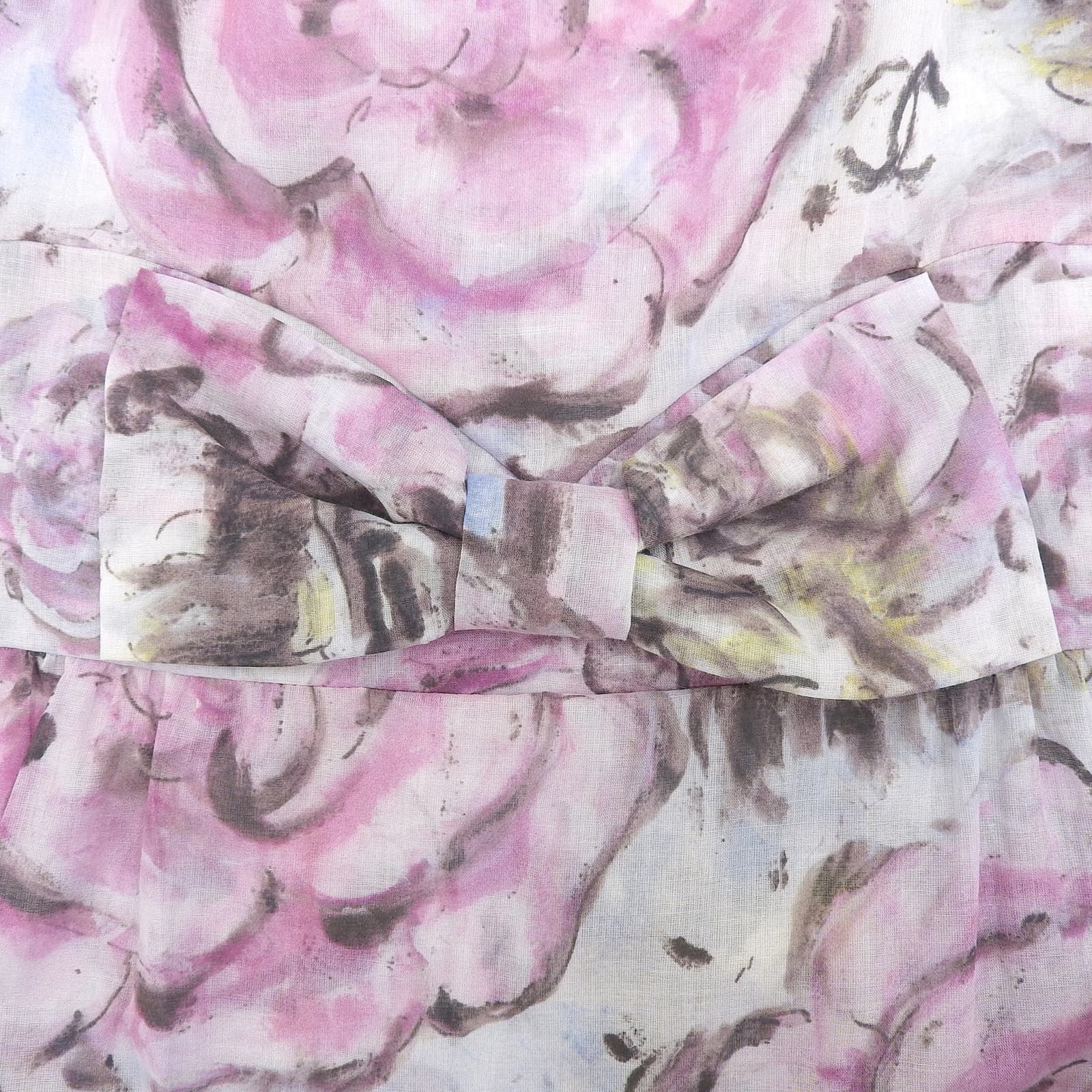 Chanel Cotton 100% CC Logo Camellia Print with Ribbon Dress 34 — view 4